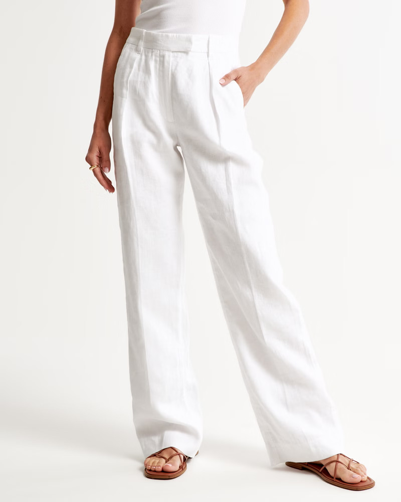 Premium Linen Tailored Pant | Abercrombie & Fitch (US)