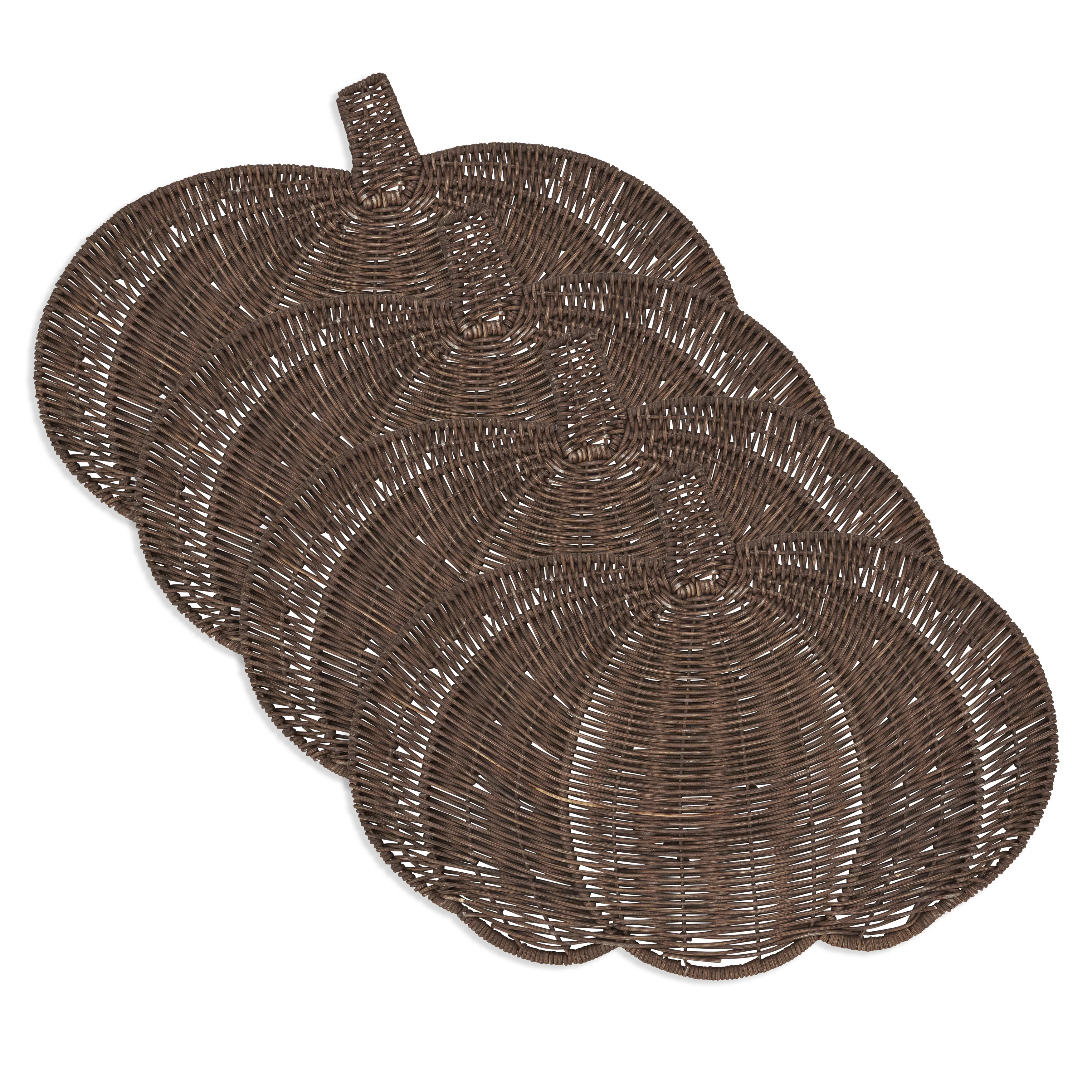 Fall Harvest Rattan Pumpkin Placemat (Set of 4) (Set of 4) | Birch Lane