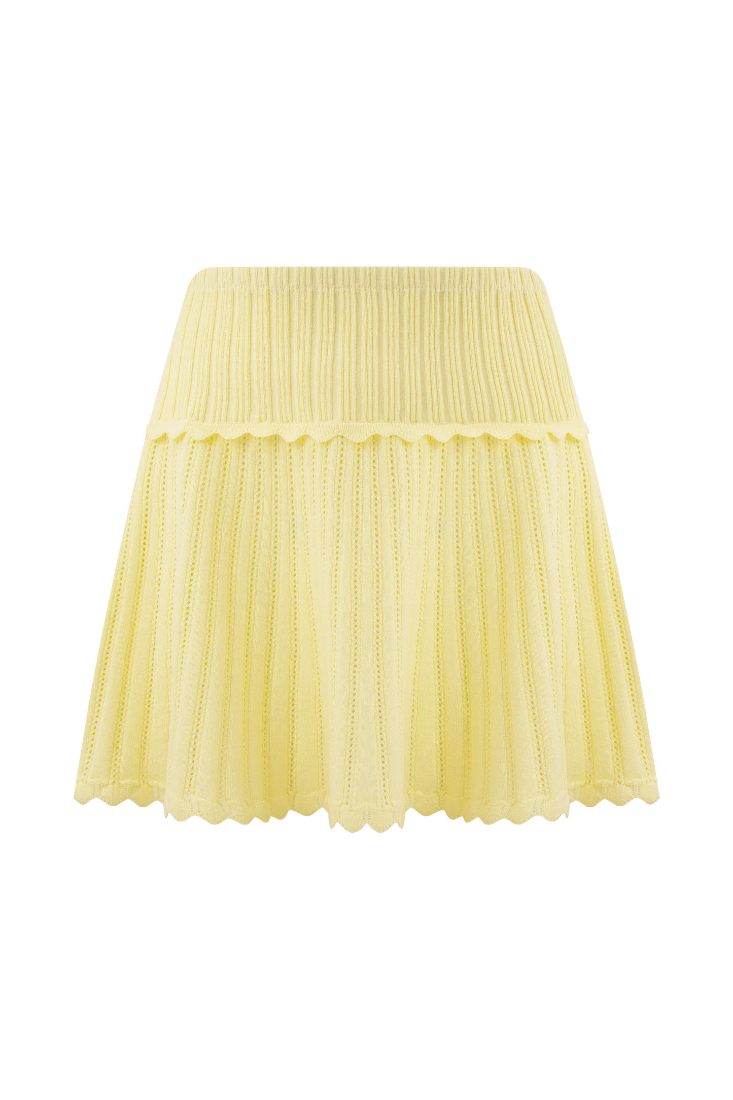 Indy Pointelle Knit Mini Skirt - Lemon | Meshki UK