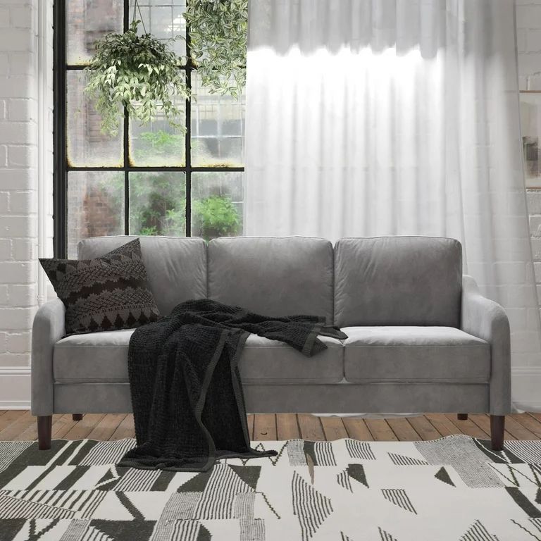 Ember Interiors Marbella 3-Seater Sofa & Couch, Living Room Furniture, Gray Velvet | Walmart (US)