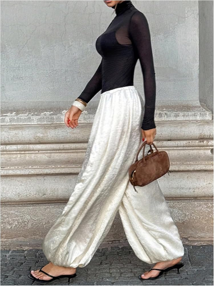 Milumia Women's Wide Leg Baggy Pants Low Waisted Casual Loose Lantern Trousers | Amazon (US)