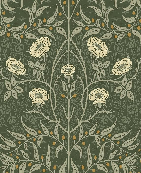 NextWall Stenciled Floral Peel and Stick Wallpaper (Evergreen) | Amazon (US)