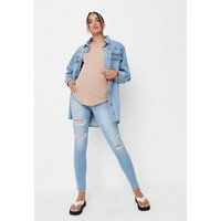 Blue Bleach Ripped Maternity Jeans | Missguided (US & CA)