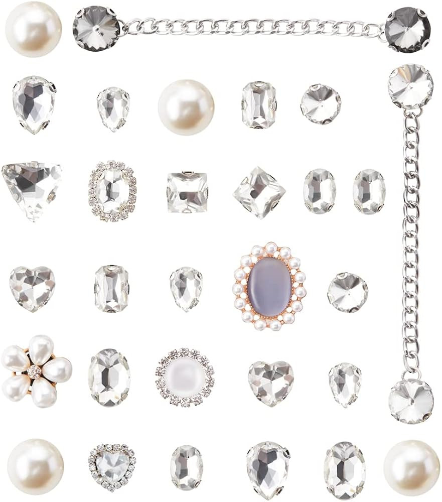 Rhinestone Pearl Shoe Charms with Chains Fits for Clog Sandals for Women Girl Party Favor Birthda... | Amazon (US)