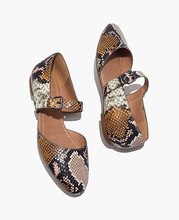 The Alina Mary-Jane Flat in Snake Embossed Leather | Madewell