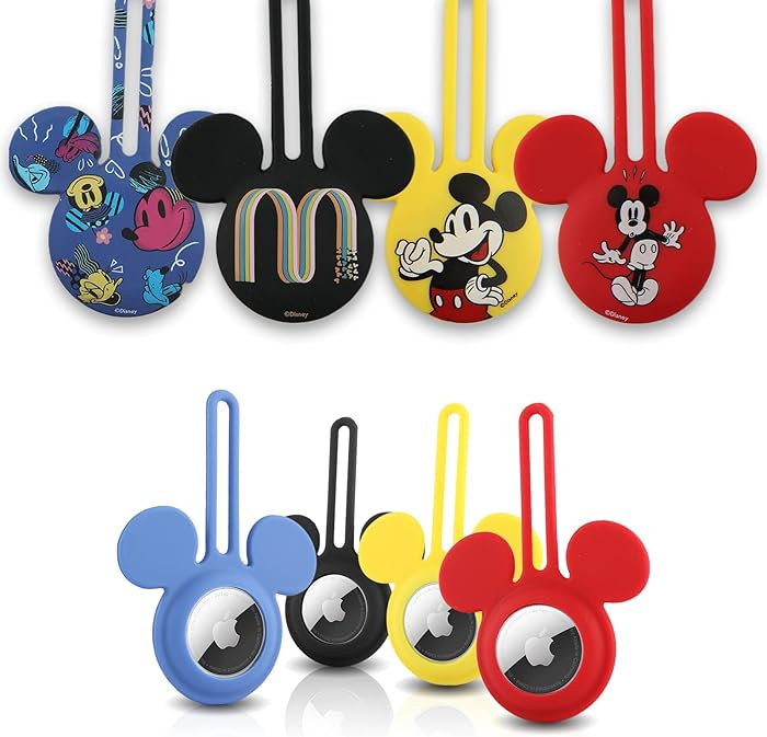 Disney Mickey Mouse Ears 4-Pack Silicone Airtag Holder Case- 4 Airtag Keychain Holder Included- D... | Amazon (US)