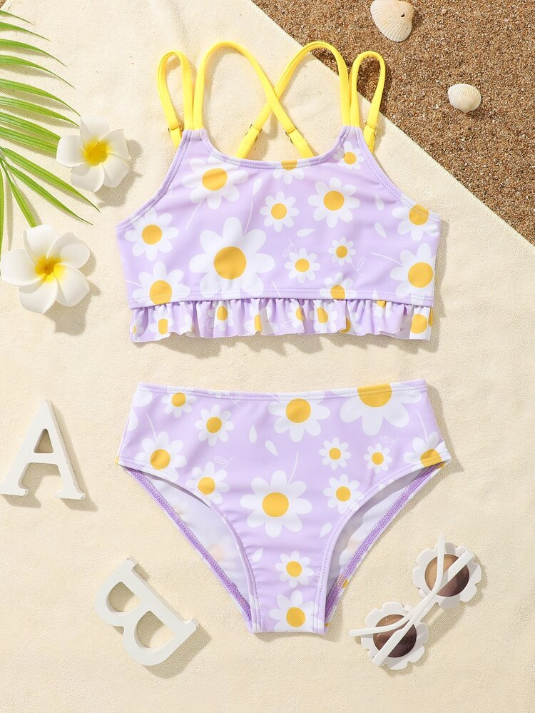 Toddler Girls Floral Print Ruffle Hem Bikini Swimsuit
       
              
              $6.60 ... | SHEIN