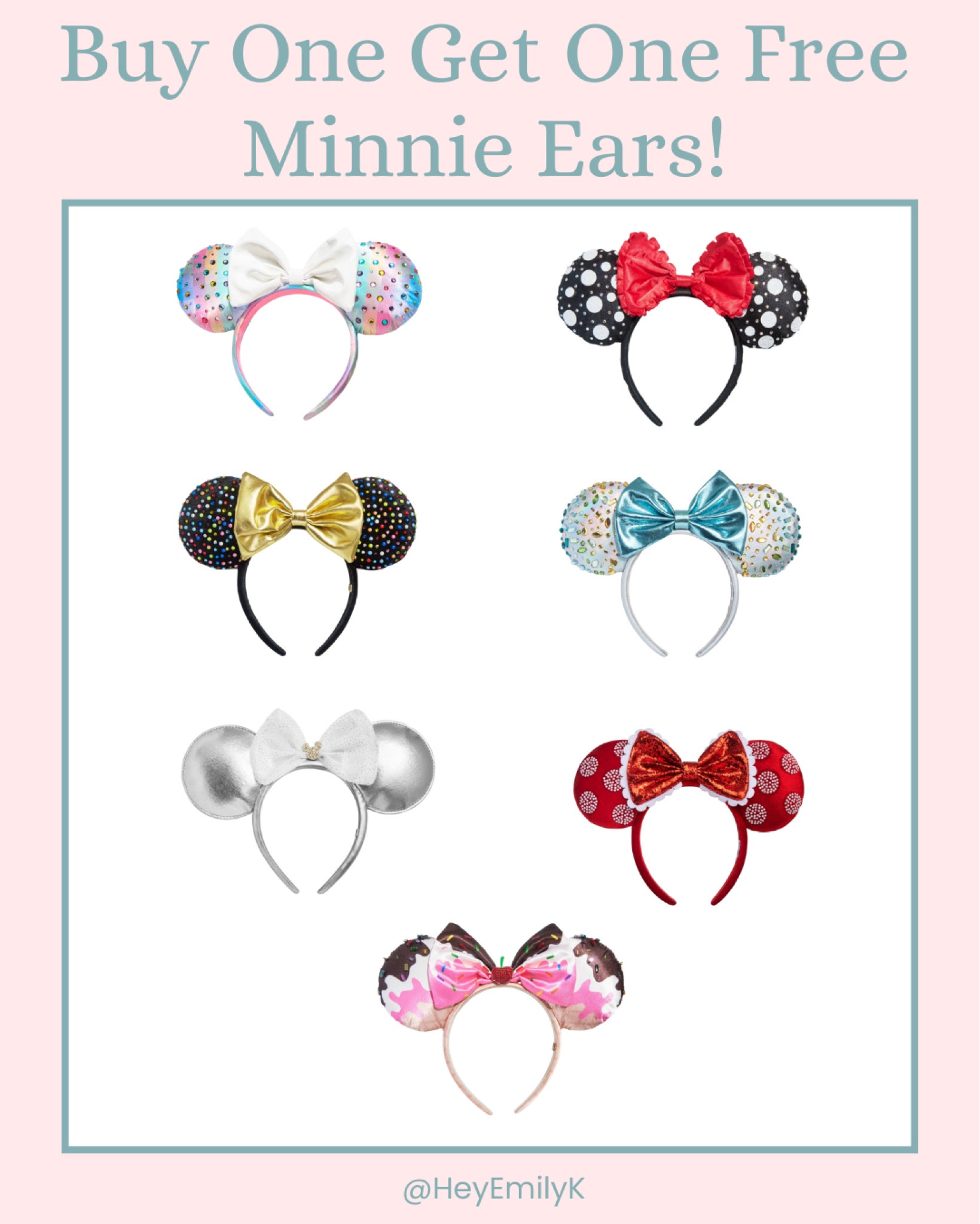 The cutest bejeweled Minnie ears are buy one get one free for your next Disney vacation!

#LTKFindsUnder50 #LTKFamily #LTKTravel
