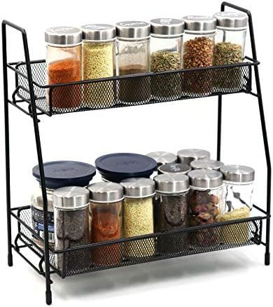 DOUBLE2C Spice Rack Organizer for Countertop, 2 Tier Iron Standing Cabinet Rack Shelf, Seasoning ... | Amazon (US)