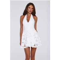 Seashell Serenade Embroidered Halter Mini Dress White | Hello Molly (US)