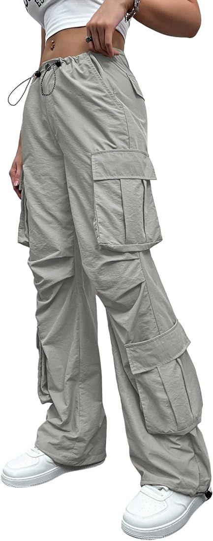 Verdusa Women's Drawstring High Waist Cargo Pants Sweatpants with Pocket | Amazon (US)