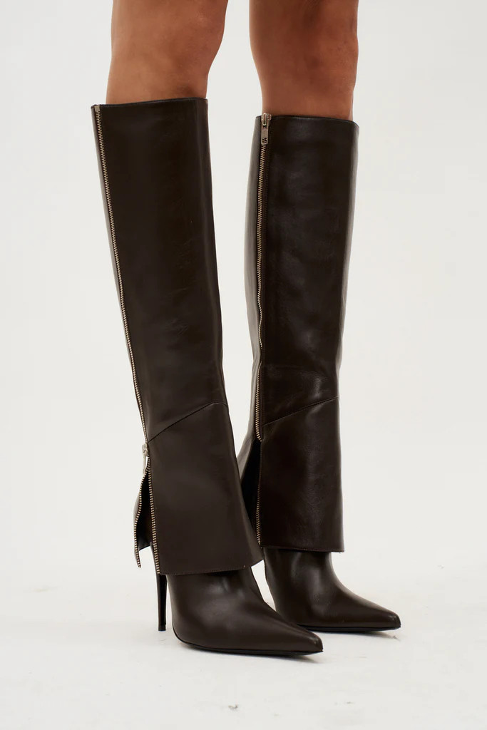 Exposed Zipper Brown Boots | Desordre (AU)