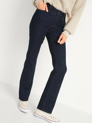 Mid-Rise Kicker Boot-Cut Dark-Wash Jeans for Women | Old Navy (US)