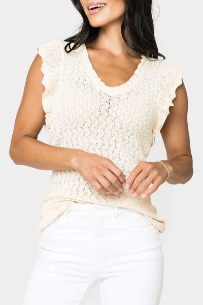Pointelle Sweater Tank With Flutter Sleeve | Gibson