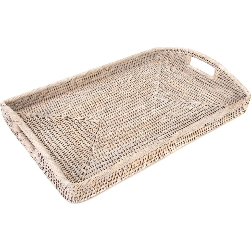 Artifacts Trading Company™ Artifacts Rattan Rectangular Serving Tray With High Handles in White Wash at Nordstrom, Size Large | Nordstrom