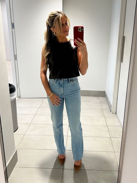 Work OOTD 6.5.2024

Leather top and jeans - Abercrombie
Heels - Nine West 
Earrings - Amazon