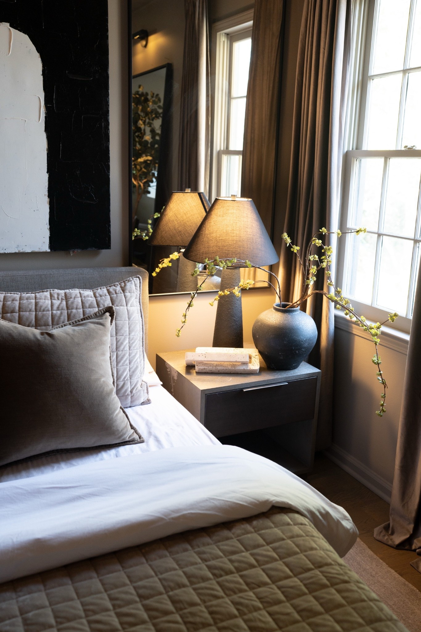 I’m seriously obsessing over Parker’s room! I switched out the art for the mirror & I love how it reflects light and plays off the boucle bench and rustic planter! I’ll link up the art light and the up light behind the planter! They really make this space magical! XxV 



#LTKHome #LTKmomlife #LTKOver40