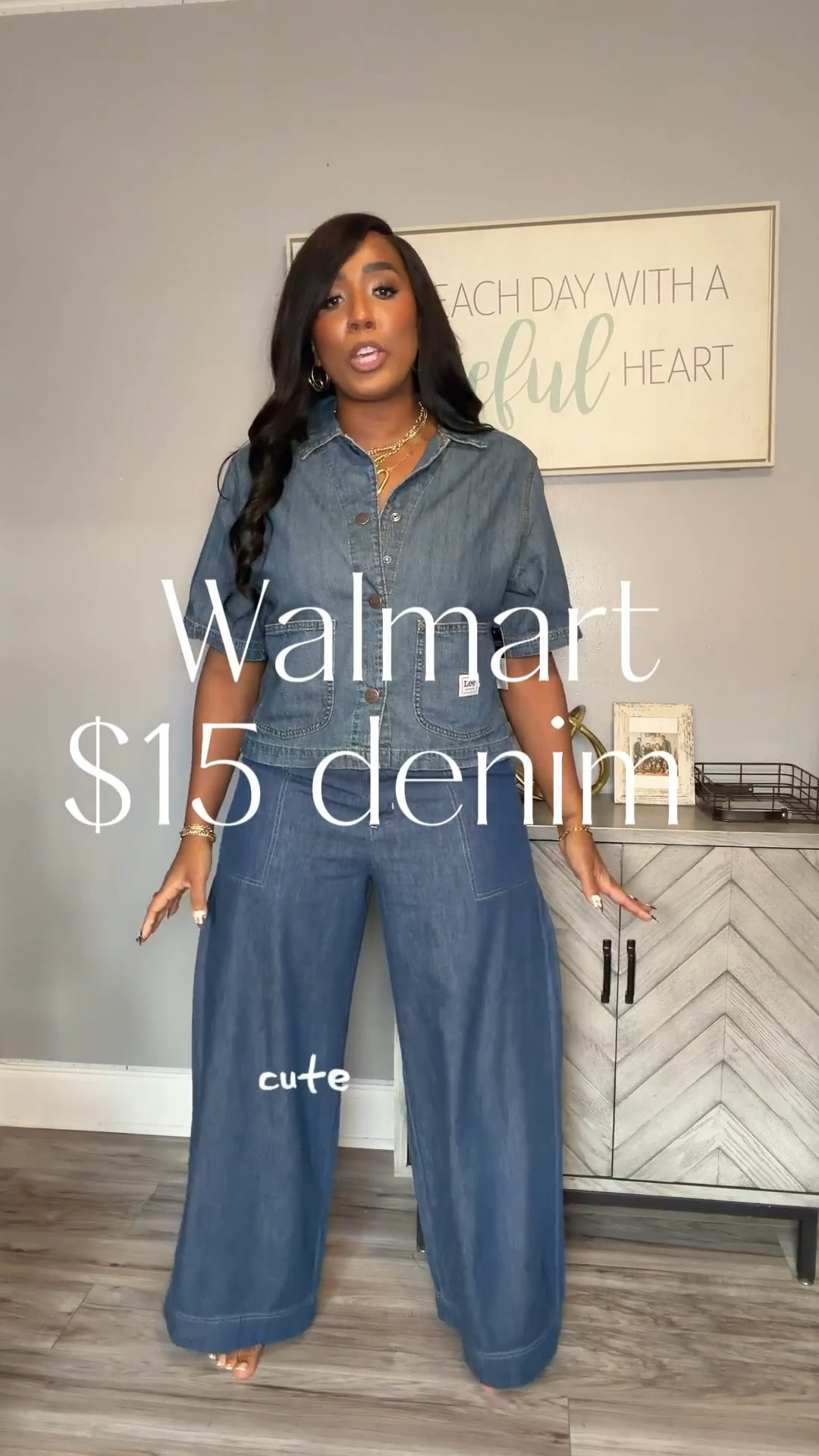 Comfy denim-on-denim look 💙 These wide-leg trousers fit like a glove and feel so high-quality for only $15! Perfect for corporate America, weekend brunch, or date night.
Wearing size 10 in the pants and medium in the top.
Comes in 4 colors • Sizes 0–18 — these will sell out!

#LTKStyle #LTKFinds #AmazonFashion #WideLegPants #DenimOnDenim #AdrianneMGFinds