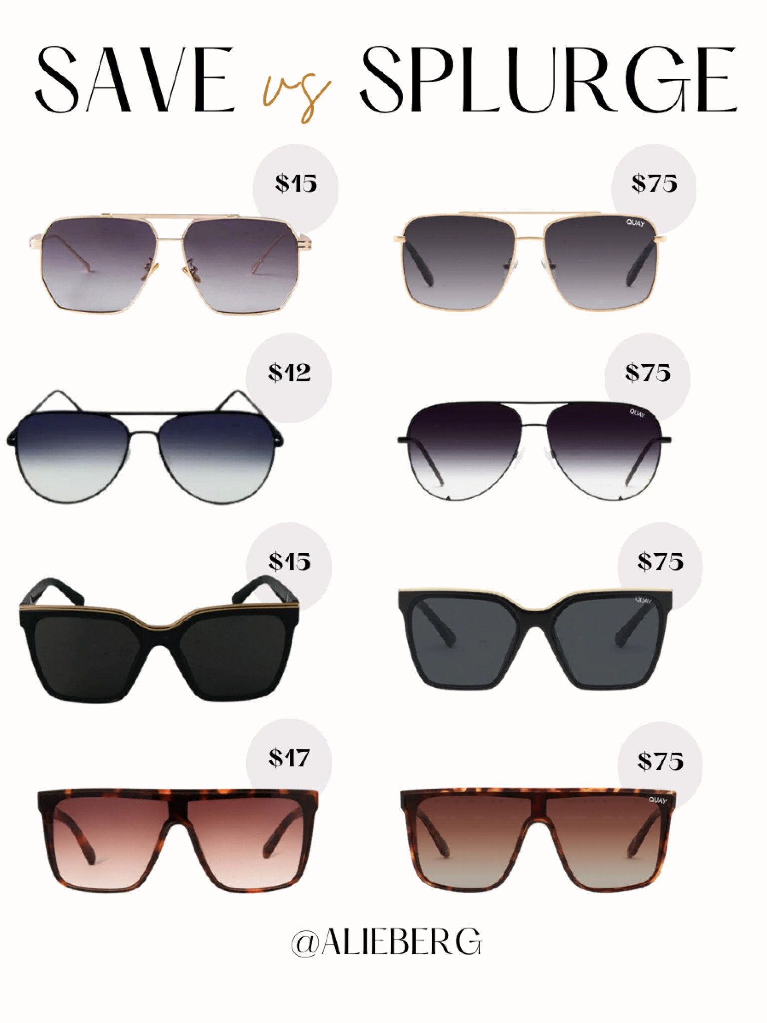 Save vs. Splurge Sunglasses😎 

Amazon sunglasses, target sunglasses, quay sunglasses, sunglasses dupes

#LTKunder50 #LTKFind #LTKsalealert