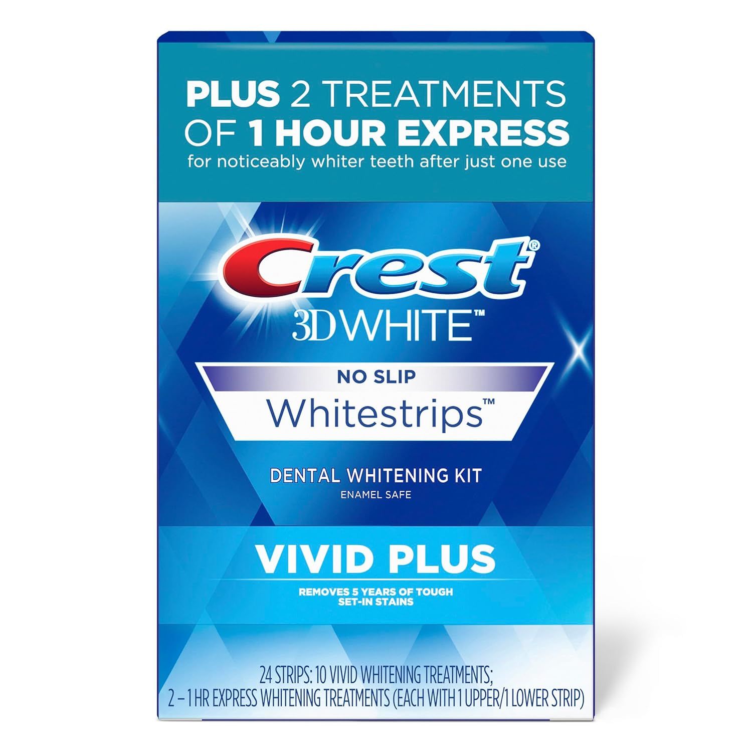 Crest 3D Whitestrips, Vivid Plus, Teeth Whitening Strip Kit, 24 Count (Pack of 1) | Amazon (US)