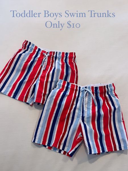 The cutest July 4th red white and blue stripe swim trunks for toddlers! 

Boys outfits | Summer Outfits for boys | toddler swim trunks | swim 

#LTKkids #LTKunder50 #LTKSeasonal