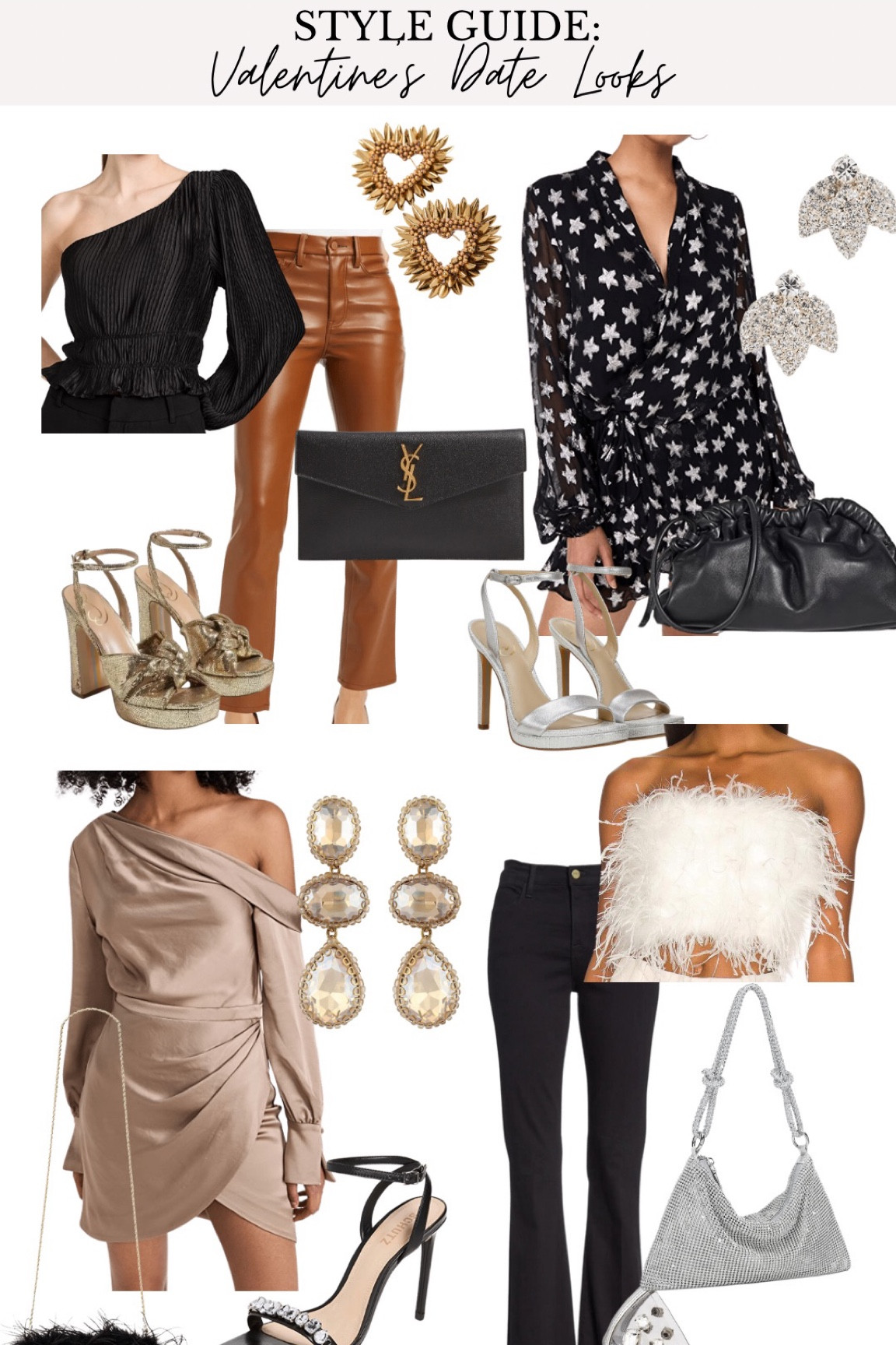Valentine’s Day date night looks🤍 dresses, faux leather jeans, one shoulder top, feather top, flare jeans, earrings, clutch, heels and more! 

#LTKshoecrush #LTKFind #LTKstyletip