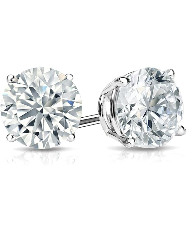 Belacqua Lab Grown Diamond Stud Earrings in 14K White Gold, Round Cut, 1/4 to 4 Carat, F Color, V... | Amazon (US)