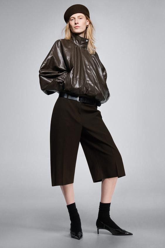 ZW COLLECTION LEATHER EFFECT BOMBER JACKET | Zara UK