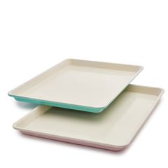 GreenLife Ceramic Nonstick 18" x 13" Cookie Sheet Set | Turquoise and Pink | GreenPan