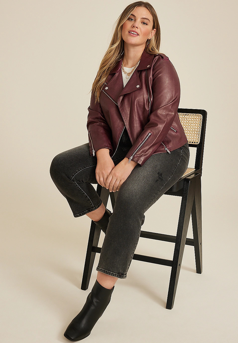 Plus Size Faux Leather Moto Jacket | Maurices