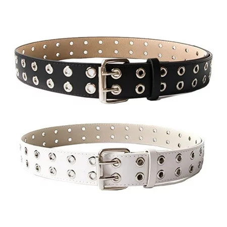 Yageerya 2pcs Stylish Leather Belt Jeans Belt Retro Casual Band Jeans Belt Air Hole Belt (Black + White) | Walmart (US)