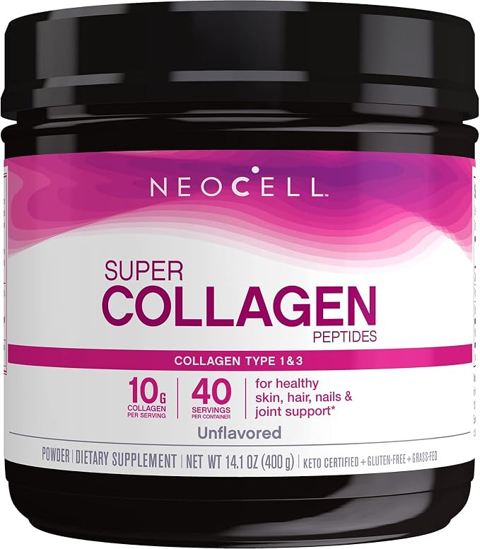 NeoCell Super Collagen Peptides Powder, 14 Ounces, Non-GMO, Grass Fed, Paleo Friendly, Gluten Fre... | Amazon (US)
