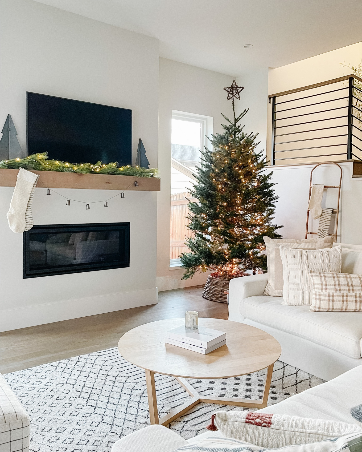 Holiday and Christmas living room decor. Tree decor, garland, stockings

#LTKhome #LTKSeasonal #LTKHoliday