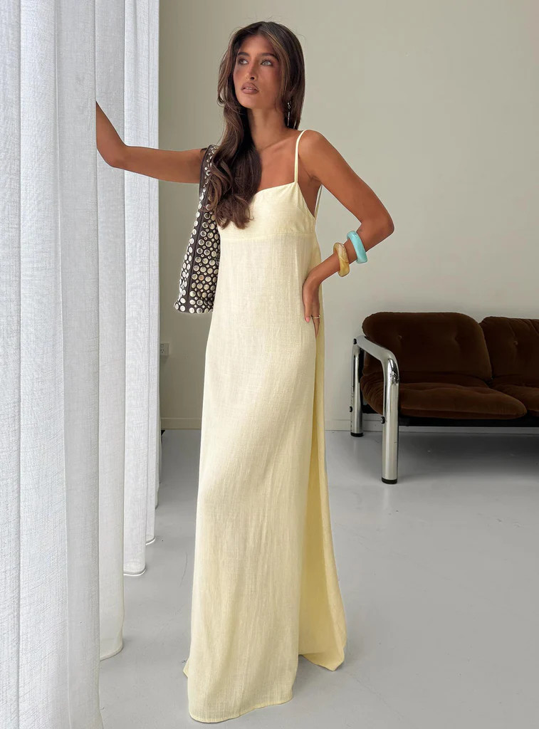 Solie Tie Back Maxi Dress Butter | Princess Polly US