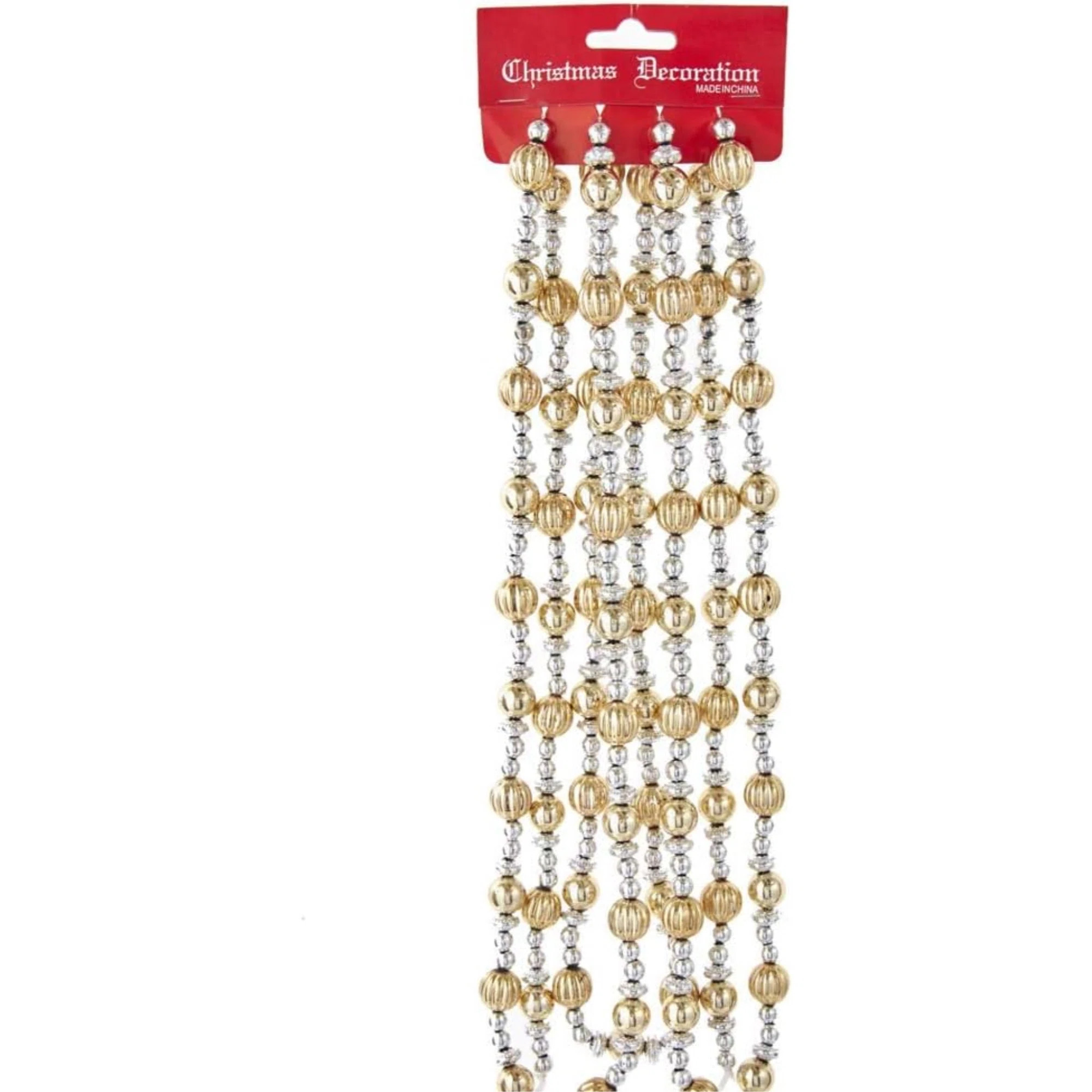 Kurt Adler Christmas Shiny Beaded Garland, Silver/Gold, 9ft | Wayfair North America