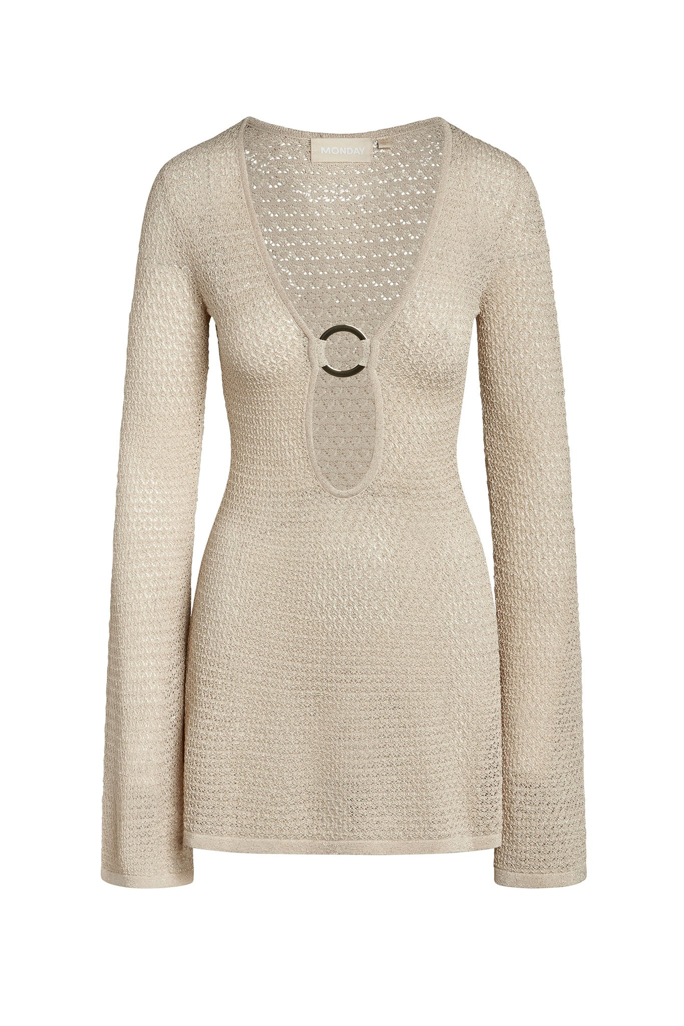 Montego Mini Dress - Champagne Lurex Lace Crochet | Monday Swimwear