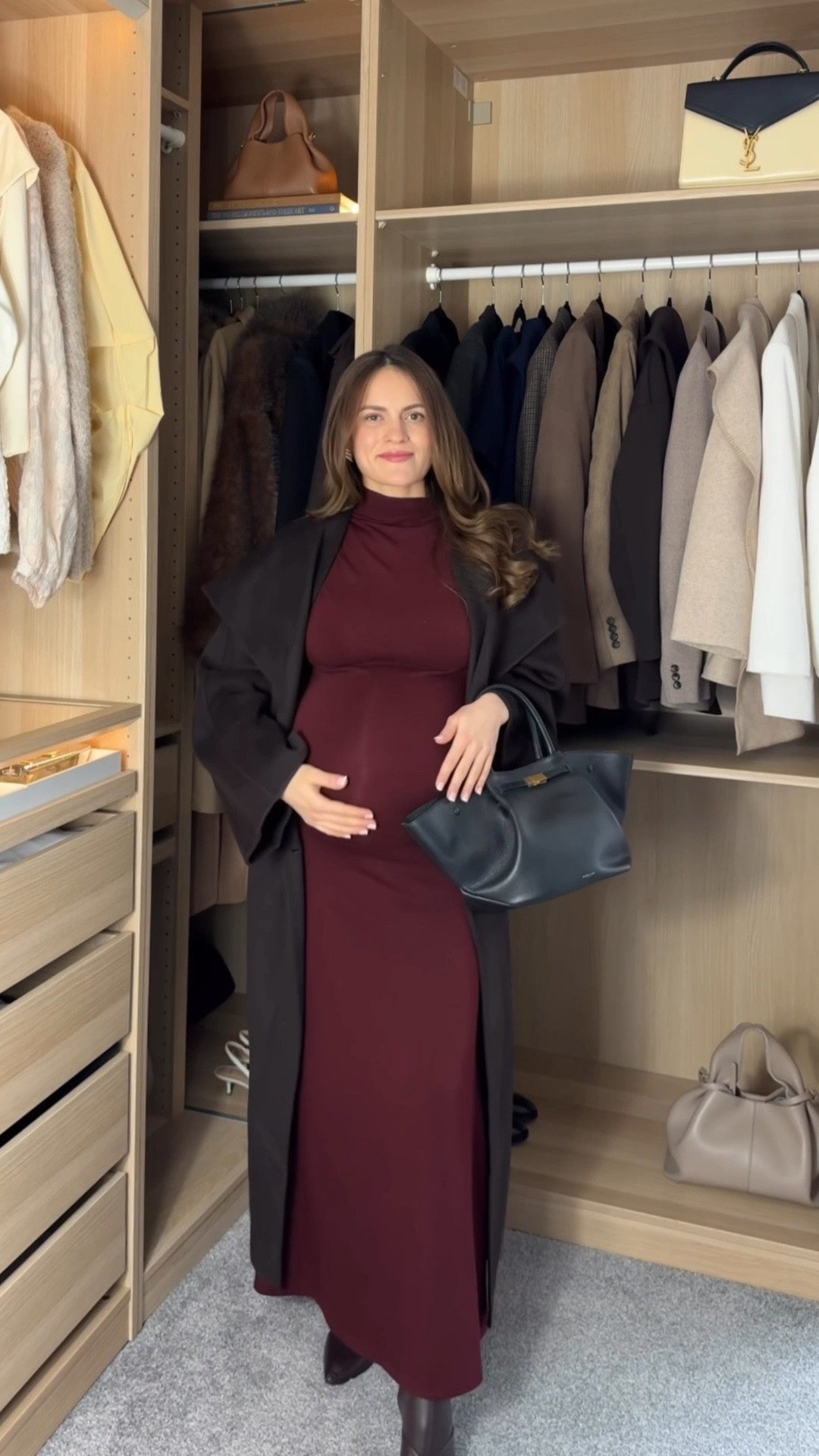 39 weeks pregnant and still wearing non-maternity.

I’m 160cm, currently around 68kg, and this dress size S fits comfortably at full term with amazing stretch. Not see-through at all — thick enough to feel secure, but still soft and flattering.

The material is very warm, perfect for winter into spring when you don’t want to add lots of extra layers.

This is exactly what I mean by bump-friendly but not maternity. A clean, elevated outfit I’ll 100% rewear after pregnancy.

No frumpy pieces. Just smart fabrics and good tailoring.

#LTKuk #LTKmaternity #LTKdresses