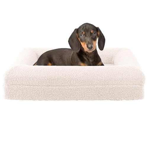 PETMAKER Orthopedic Pet Bed - 26in Small Dog Bed with Supportive Bolster, Nonslip Bottom, and Removable Washable Cover - Memory Foam Puppy Bed for Small Dogs and Cats - Dog Products (Cream) | Amazon (US)