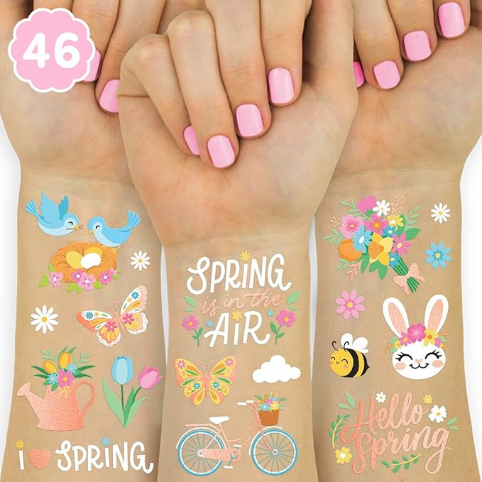 xo, Fetti Spring Easter Tattoos - 46 Glitter Styles | Hello Spring Birthday Party Supplies, Color... | Amazon (US)