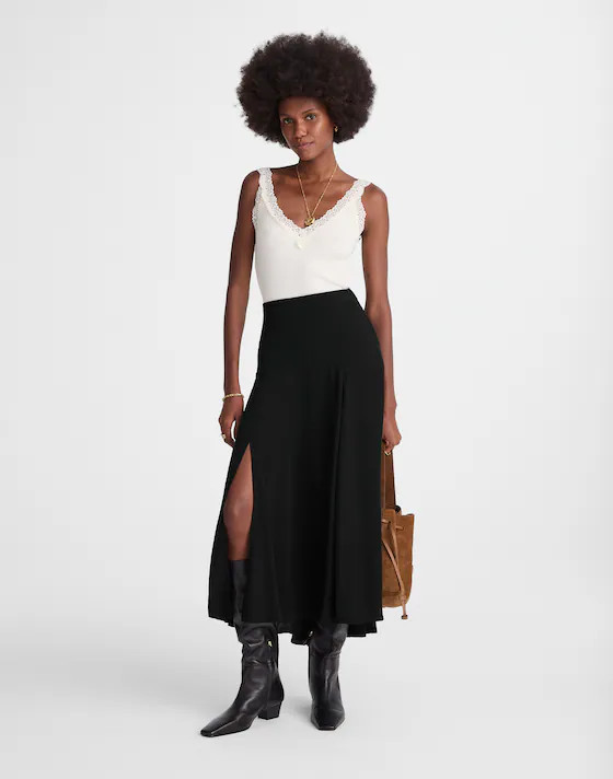 Circle Midi Skirt in Cr&ecirc;pe de Chine | Madewell | Madewell