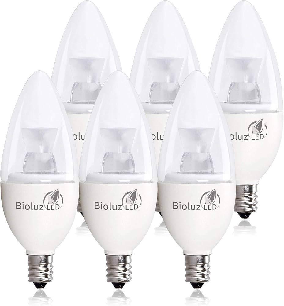 Bioluz LED 6 Pack 40 Watt Candelabra Bulbs 4.5W Dimmable Candelabra LED Bulbs C37 E12 Base 325 lu... | Amazon (US)