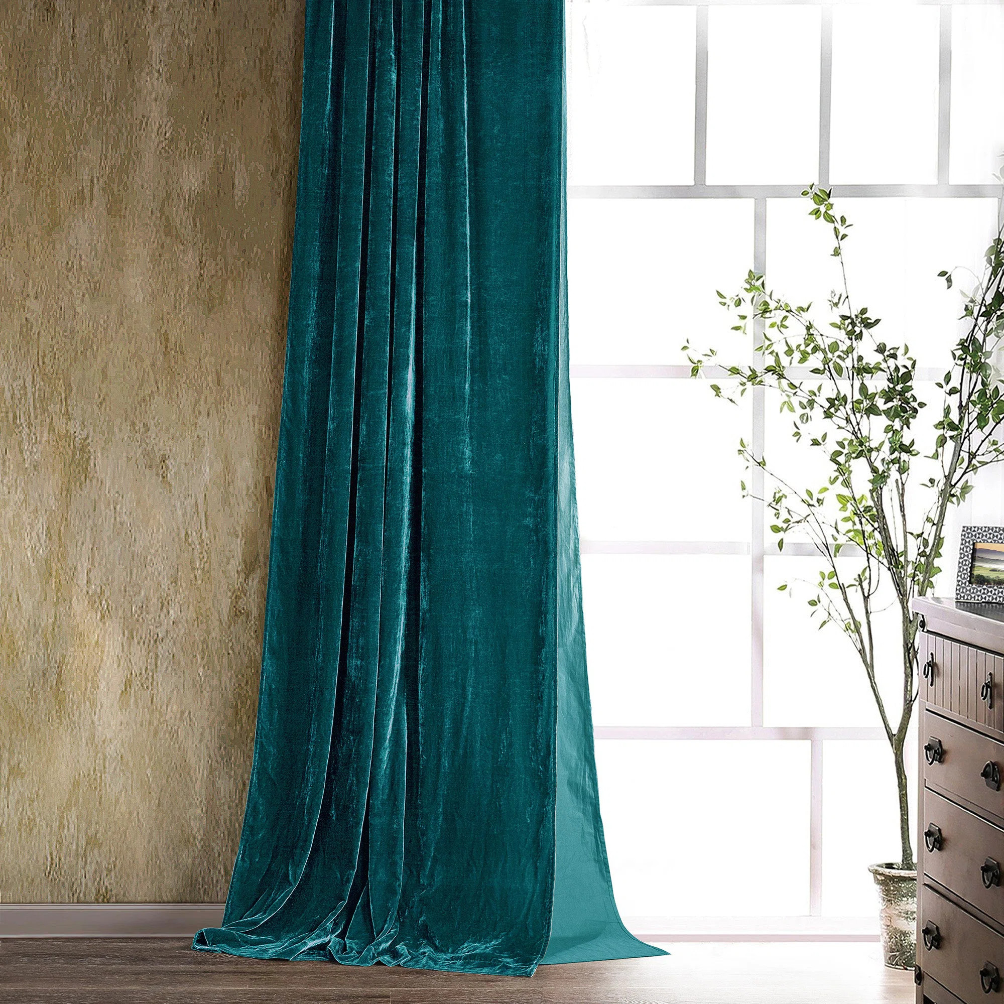 Stella Solid Color Faux Silk Velvet Romantic Western 48x108 inch Single Curtain Panel | Joss & Main