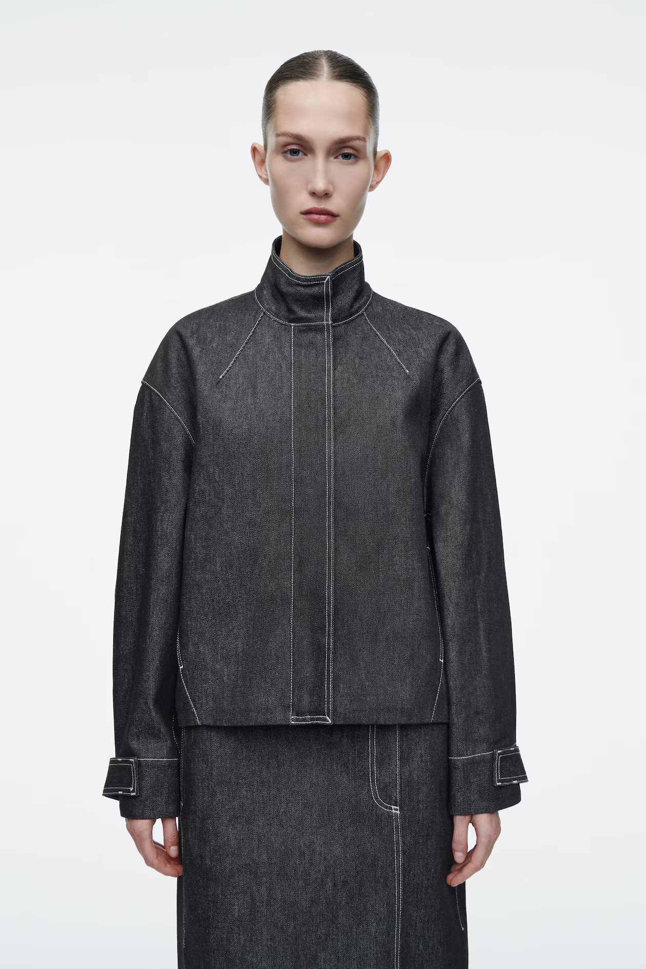 ROUNDED DENIM BOMBER JACKET - INDIGO | COS UK