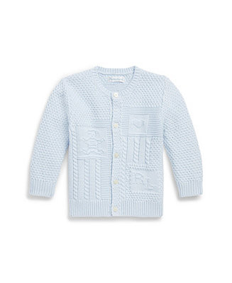 Polo Ralph Lauren Baby Boys or Girls Contrast-Knit Cotton Long Sleeves Cardigan - Macy's | Macy's