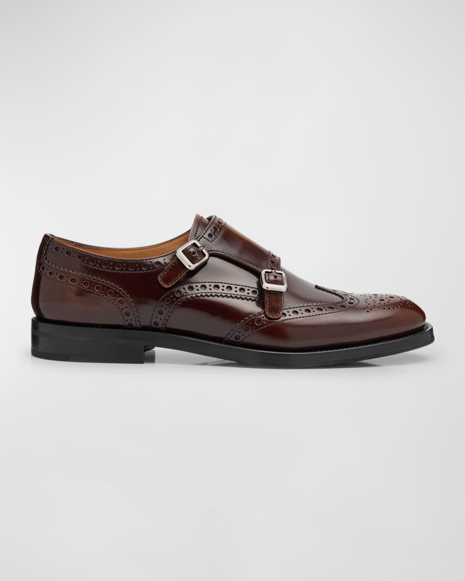 Lana Leather Double Monk Oxford Loafers | Neiman Marcus