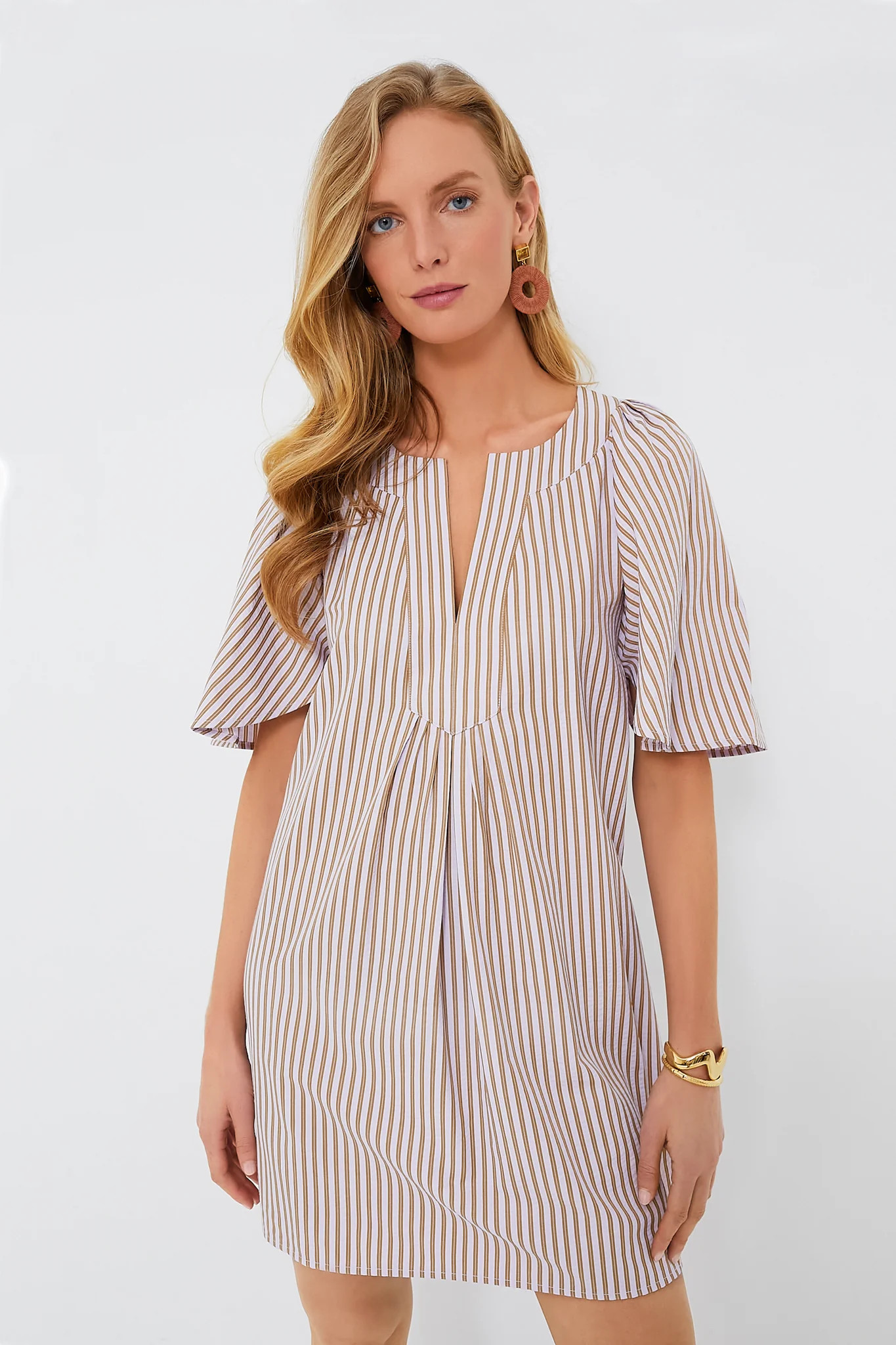 Lilac Stripe Seersucker Finley Flutter Sleeve Dress | Tuckernuck (US)