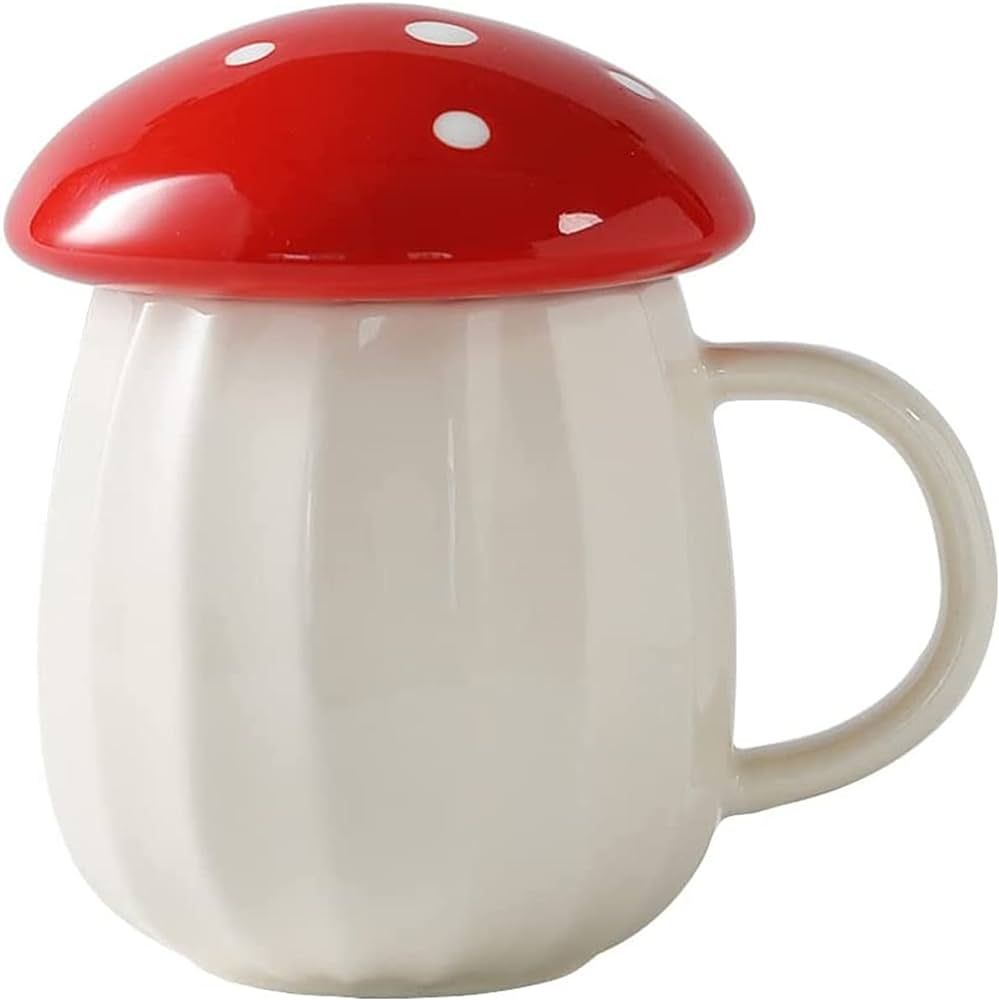 SefiHome Mushroom Mug, Kawaii Mushroom Ceramic Mug with Lid, Cute Mushroom Tea Cup, Mushroom Coff... | Amazon (US)