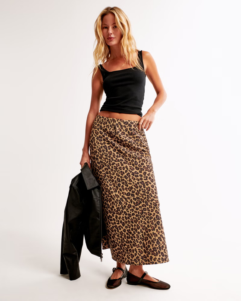 Mid Rise Pattern Maxi Skirt | Abercrombie & Fitch (US)