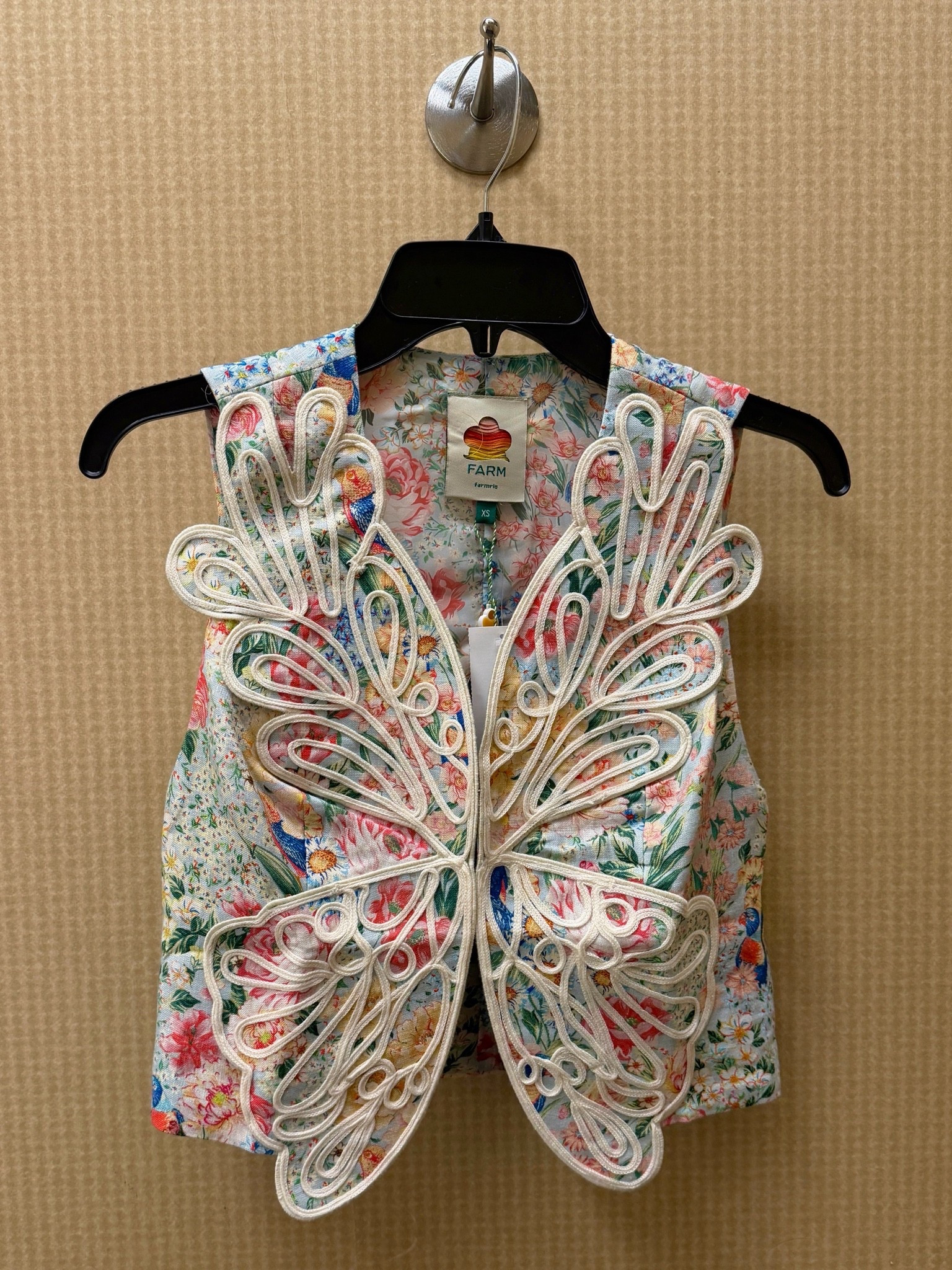 New Farm Rio find! 😍 The Rendeira 3D Linen Vest is such a fun, unique summer piece with its colorful embroidered design that almost looks like butterfly wings. 🦋Made from 100% linen, it feels lightweight and perfect for vacation outfits, resort wear, or adding a playful statement to a summer look! ☀️ Such a beautiful mix of artistic detail and bold color. Linked more new Farm Rio pieces! 🌴 #FarmRio #SummerStyle #SummerFashion

#LTKootd #LTKSeasonal #LTKSaleAlert