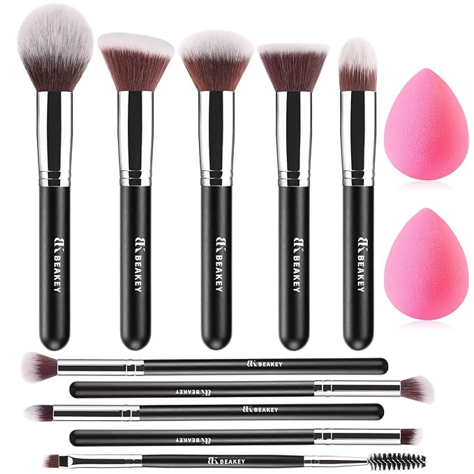 BEAKEY Makeup Brush Set Professional for Eye and Face, Blending Brush for Foundation, Eyeshadow, ... | Amazon (US)